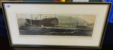 Various 19th century Plymouth etchings, framed.
