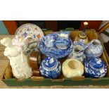 A Hanley's Worcester bottle vase, Chinese ginger jars, blue and white Spode chinaware and a small