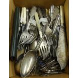 A collection of silver plated cutlery.