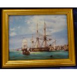 A pair of Bradford Exchange limited edition painted plaques (Hornblower Indefatigable) boxed, with