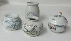 Collection of various porcelain and other boxes including Herend, oriental, German and other items