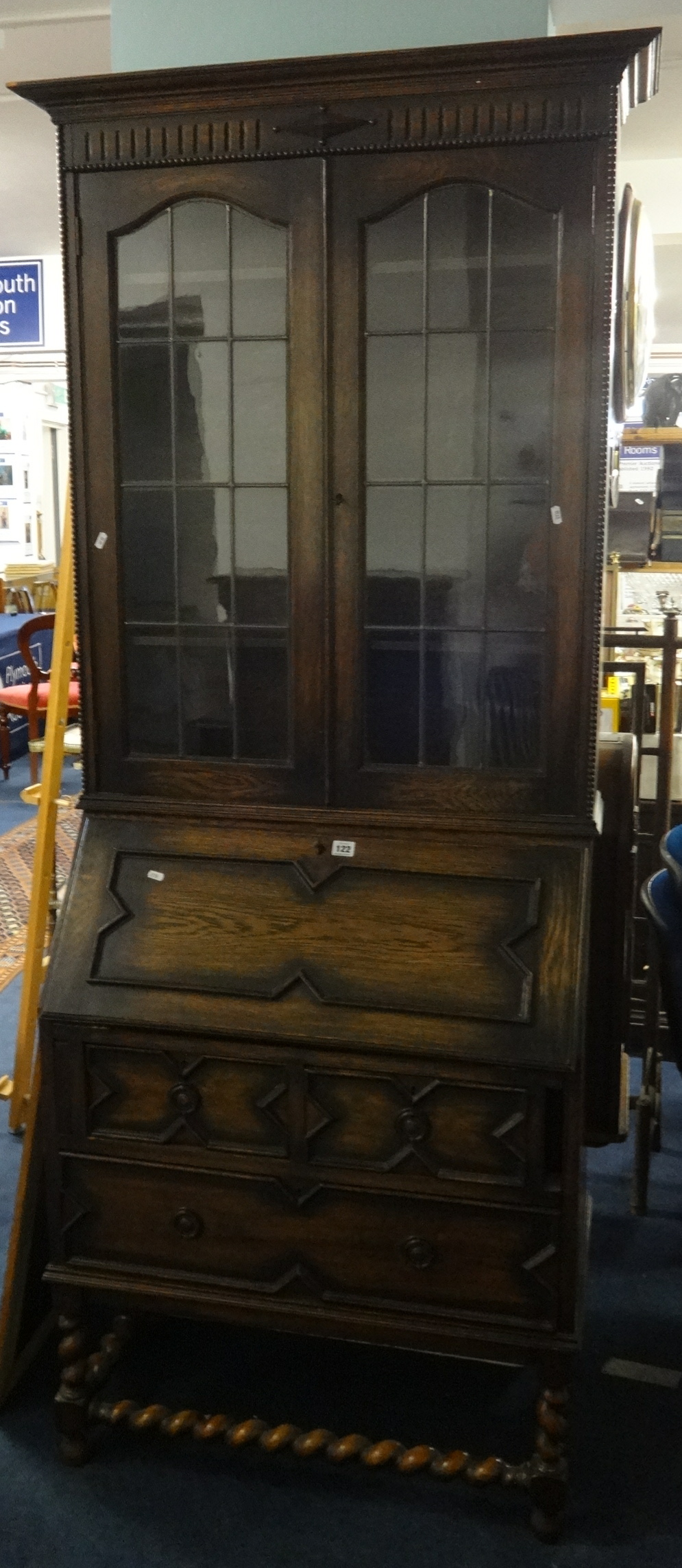 A 1920's oak bureau book case.