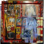Jim Sanders, (current Brighton based artist), signed and dated 09/2000, mixed media, 100cm x 100cm,