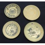 Tek Sing Cargo, four various patterned blue and white porcelain dishes.