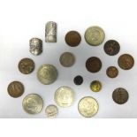 USA Dollar and various other coins.