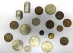 USA Dollar and various other coins.