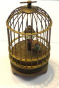 A bird cage automaton clock, height 16cm.