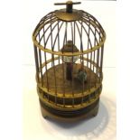 A bird cage automaton clock, height 16cm.