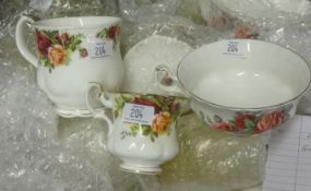 A Royal Albert Old Country Roses tea service, also various drinking glasses and Royal Albert