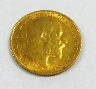 Edward VII gold half sovereign, dated 1909.