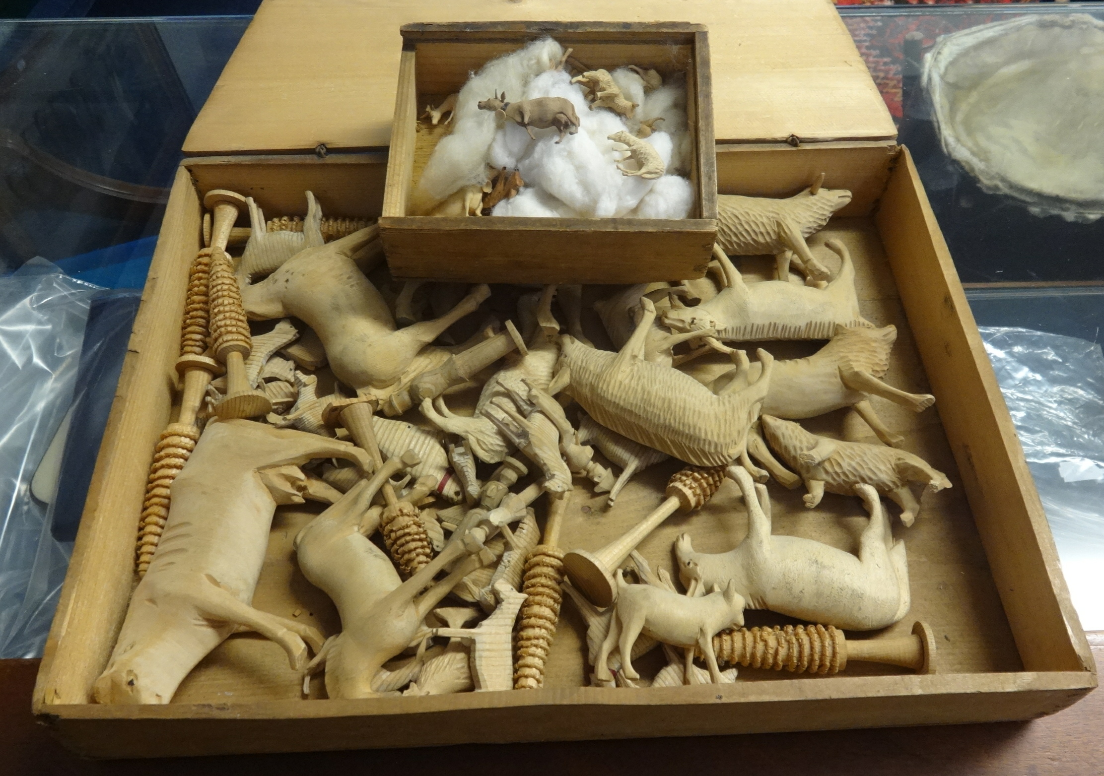 A collection of carved wooden Swiss farm animals. - Image 2 of 2