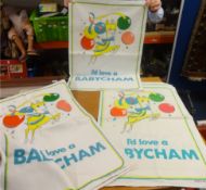 Original Babycham tea towels, box of magic lantern slides, mainly religious, various Kodak plates of