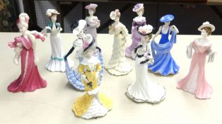 Ten Coal port porcelain lady figurines.