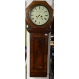 19th Century mahogany cased dial clock with long trunk, the circular dial marked 'Chas Croydon,