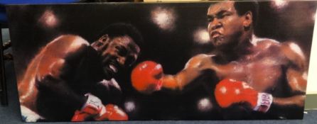 Two large prints on canvas, boxing pictures including Joe Calzaghe