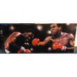 Two large prints on canvas, boxing pictures including Joe Calzaghe