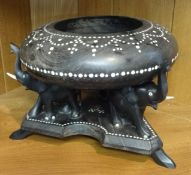 An Anglo Indian inlaid and hardwood bowl centre piece.
