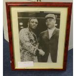 Collection of various boxing photographs, memorabilia and prints in eight frames including Joe