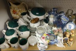 A mixed collection of chinaware, ornaments, prints, dinnerware's etc.