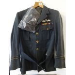 WW2 RAF pilot flying tunic with brass kings crown buttons, together with a pair of leather flying