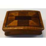 Interesting Prisoner of War snuff box with various small inscriptions detailing the woods, some