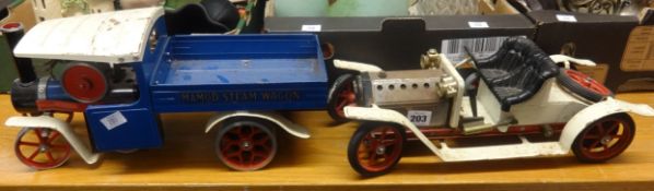 Mamod racing car and steam wagon (2).