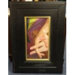 Piran Bishop, signed oil on canvas, Hands, 31cm x 16cm