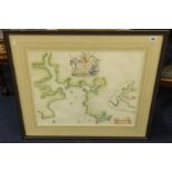 Seven antiquarian local Maps, comprising copper plate engraved sea charts of Plymouth, Dartmouth and