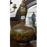 Unusual Continental earthenware decorated vase and cover height 37cm.