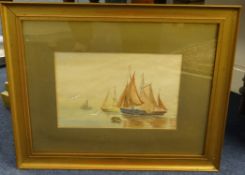 A pair of 20th Century water colours 'Boats' monogrammed MB and dated 1917.