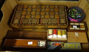 Vintage games, bagatelle, cribbage, dominoes and chess etc.