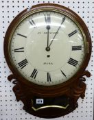 A 19th Century mahogany drop dial wall clock, the dial signed J.Drescher, Hull, inlaid with brass,
