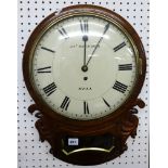 A 19th Century mahogany drop dial wall clock, the dial signed J.Drescher, Hull, inlaid with brass,