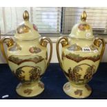A pair of Japanese reproduction vases with lids, height 36cm.