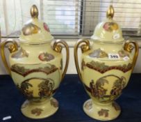 A pair of Japanese reproduction vases with lids, height 36cm.