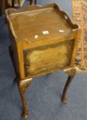 A 19th century tray top bedside cabinet and another bedside cabinet with cabriole legs (2).