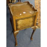 A 19th century tray top bedside cabinet and another bedside cabinet with cabriole legs (2).