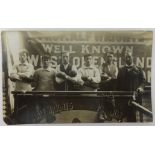 Three early real photographic boxing postcards including Mickey Kylie's booth.
