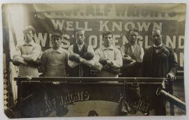 Three early real photographic boxing postcards including Mickey Kylie's booth.