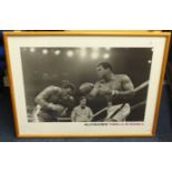 Collection of framed boxing photographs and memorabilia including Mohammad Ali, history of the