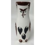 Pablo Picasso, Wood Owl, white glazed vase, painted in brown and black, signed 'Edition Picasso'