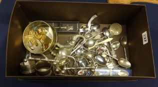 Small collection of costume jewellery, metalware and sundry spoons.