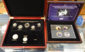 Boxed sets of coins and medallions including QE2 national emblem part set, royal tour of New Zealand