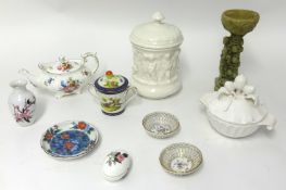 A Victorian 'Asiatic Pheasant' meat platter, other meat platters, sundry vases, bone china flower