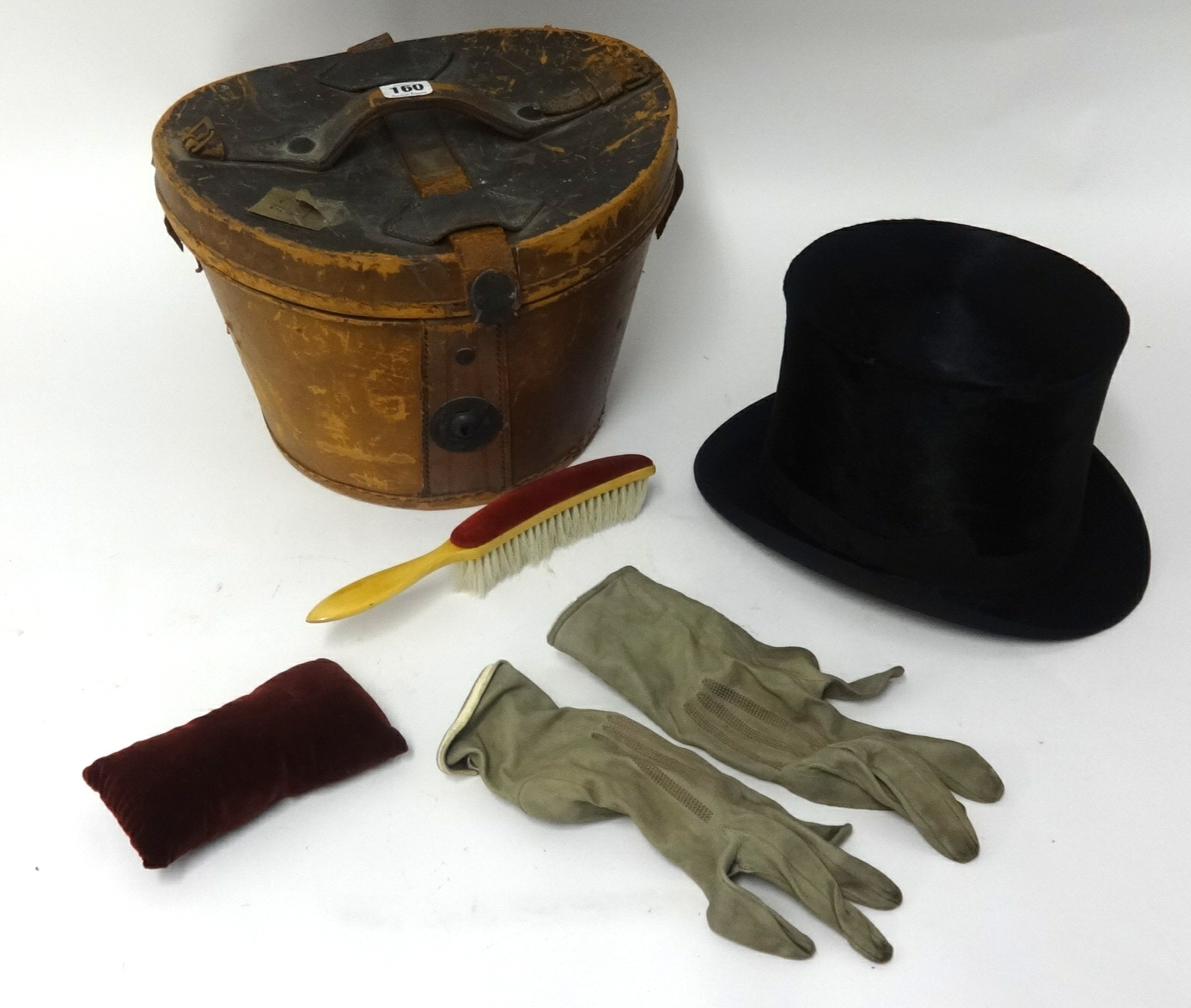 A Woodrow & Sons top hat with orginal box, gloves and brush - Image 2 of 2