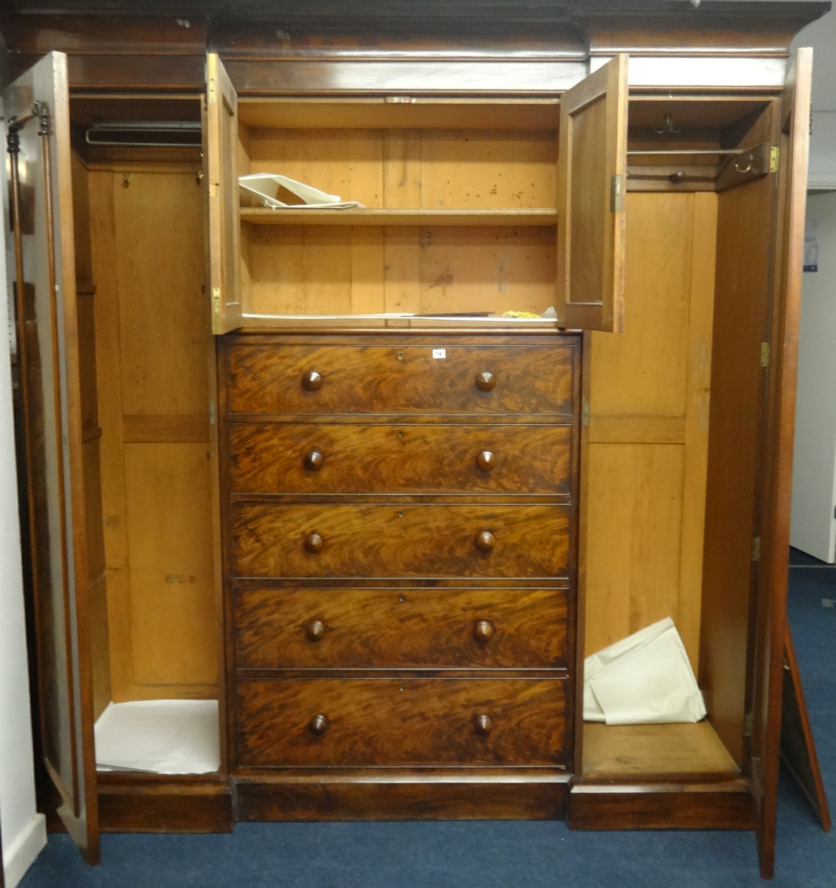 A 19th century mahogany Sentry compactum wardrobe, the pair of full length hanging cupboards - Image 2 of 2