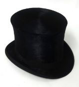 A Woodrow & Sons top hat with orginal box, gloves and brush