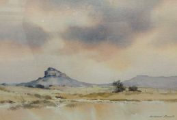 Richard Rennie (born Rhodesia 1932) signed watercolour, Isandwana Battlefield site, 46cm x 30cm.