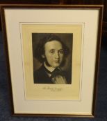 A set of 14 prints of Famous Classical Music Composers, signed, framed and glazed (14).