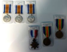 A mixed collection of six medals, three awarded to members of Devonshire Regiment, three awarded